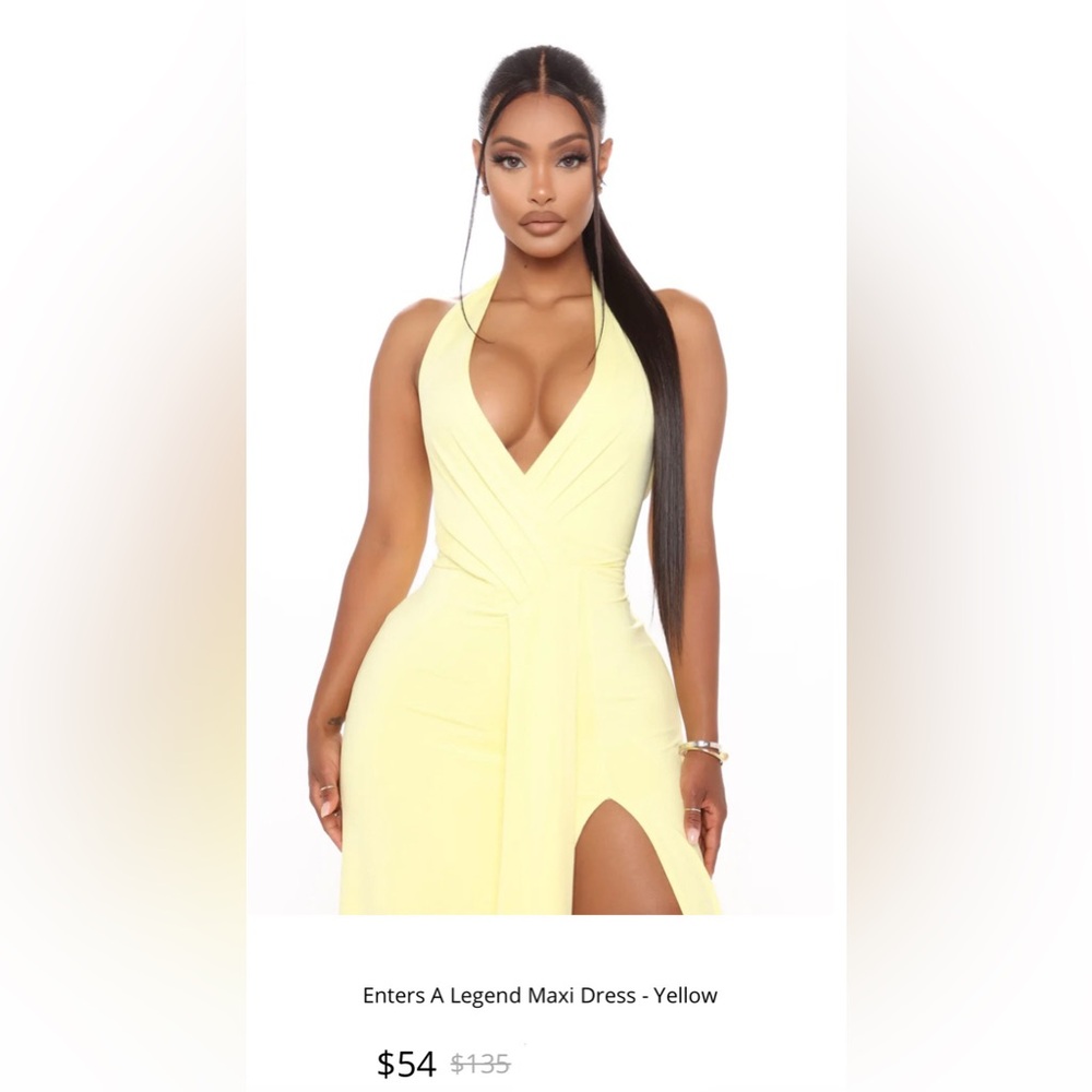 Classic Yellow Halter Maxi Dress/Gown 2X 🌟